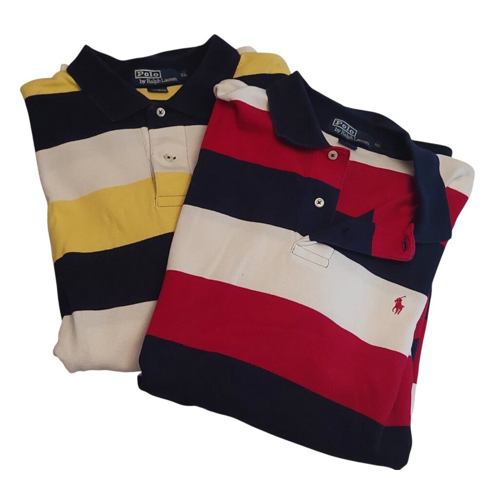 Polo By Ralph Lauren Lot XL Tri Color Thick Stripes